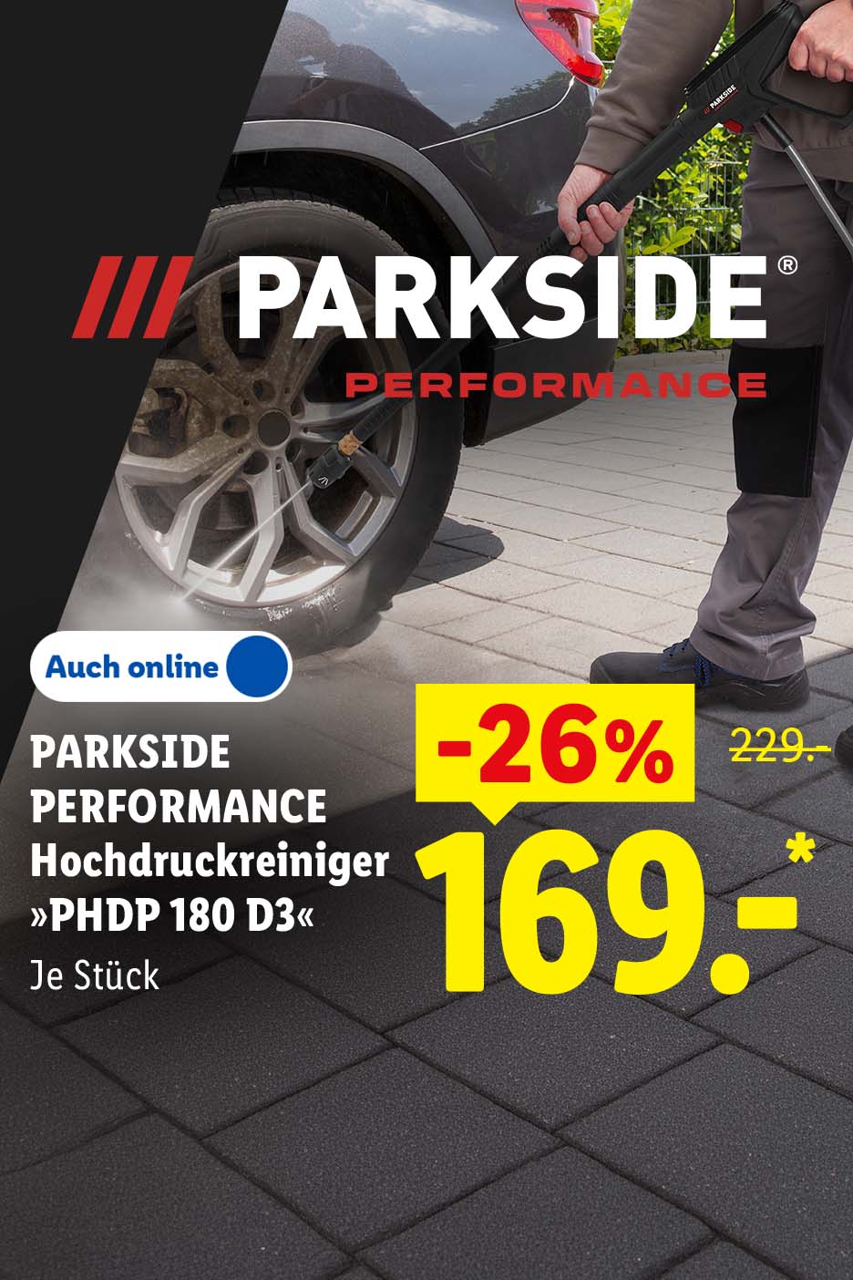 PARKSIDE PERFORMANCE Hochdruckreiniger »PHDP 180 D3«, Je Stück 26% günstiger, Auch online für 169. €*