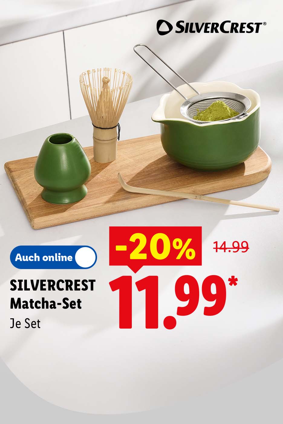 SILVERCREST Matcha-Set, je Set -20% günstiger, auch online für 11.99 €*.