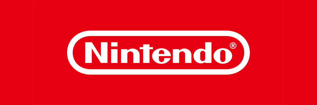 Nintendo-Logo auf rotem Hintergrund.