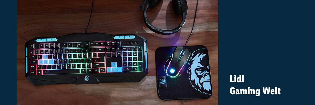 Lidl Gaming Welt: RGB-Tastatur, Maus und Headset.