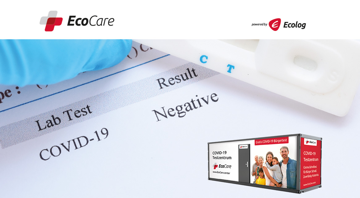 COVID-19 Labor- und Schnelltests, negatives Ergebnis, EcoCare Testzentrum.