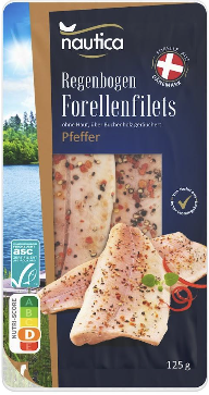 Regenbogen Forellenfilets mit Pfeffer, heißgeräuchert, 125 g