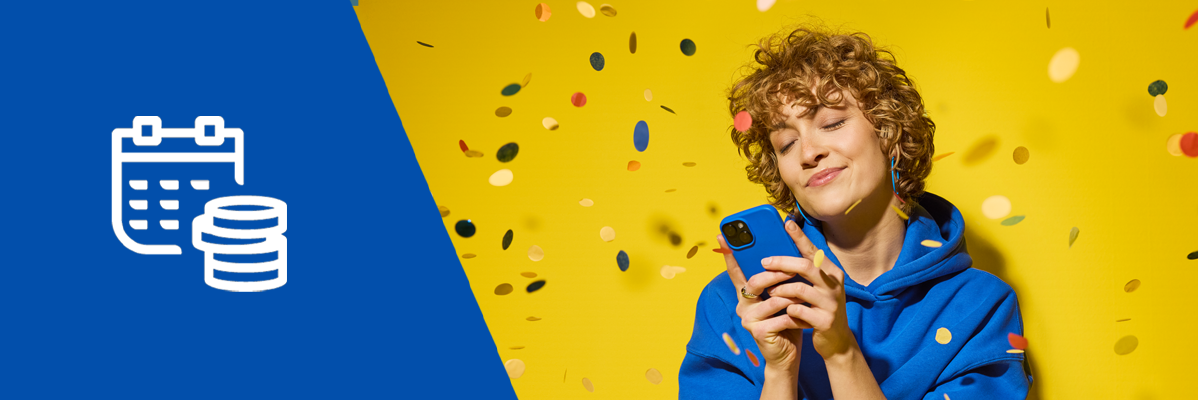 Kalender, Münzen und Smartphone: einfaches Finanzmanagement.