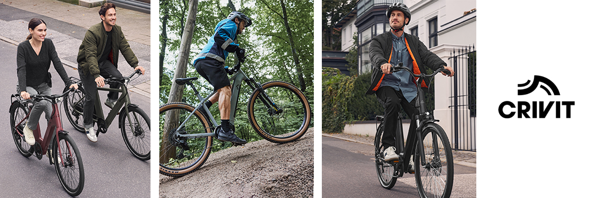 Crivit Fahrräder: E-Bike, Citybike und Mountainbike.