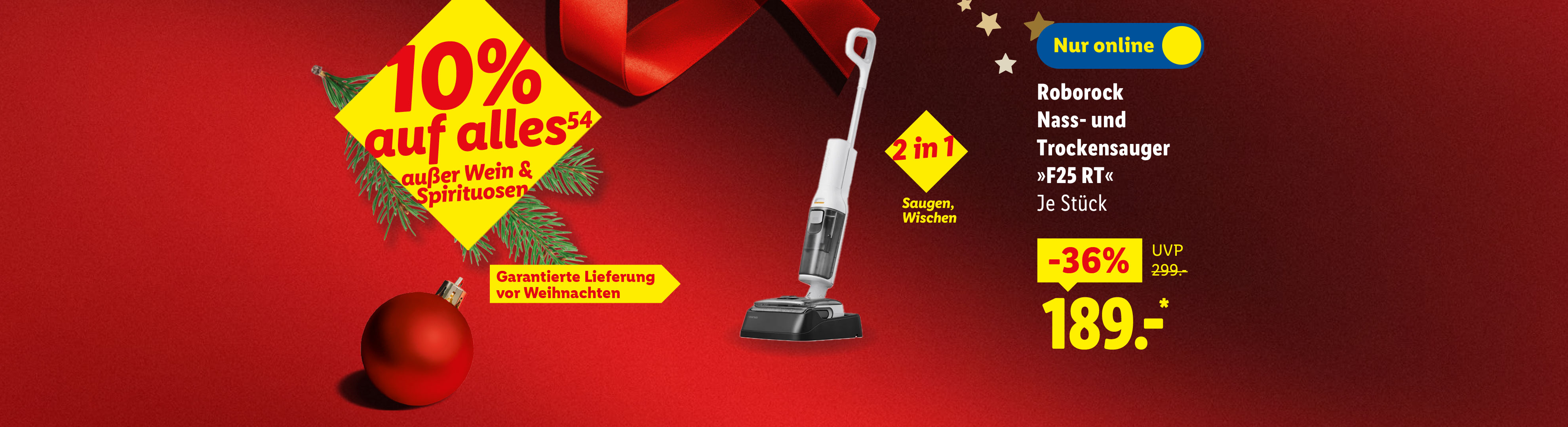 Roborock Nass- und Trockensauger F25 RT mit 36% Rabatt, nur online, garantierte Lieferung vor Weihnachten.
