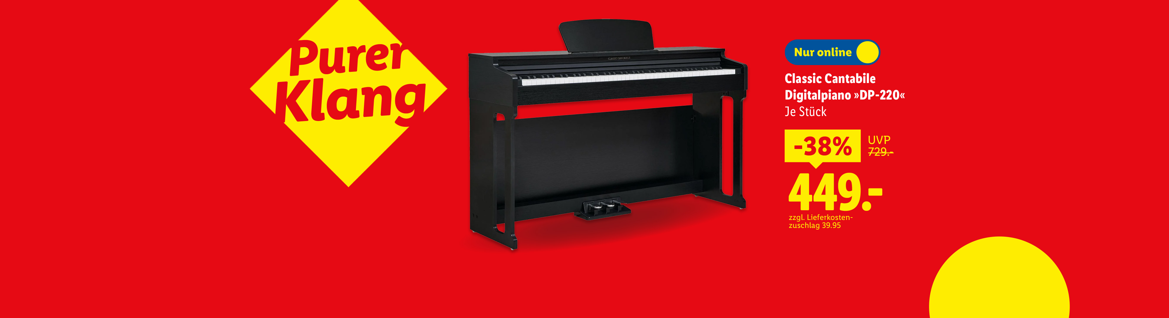 Classic Cantabile Digitalpiano »DP-220«, je Stück -38% günstiger nur online für 449.00€* zzgl. Lieferkostenzuschlag 39.95