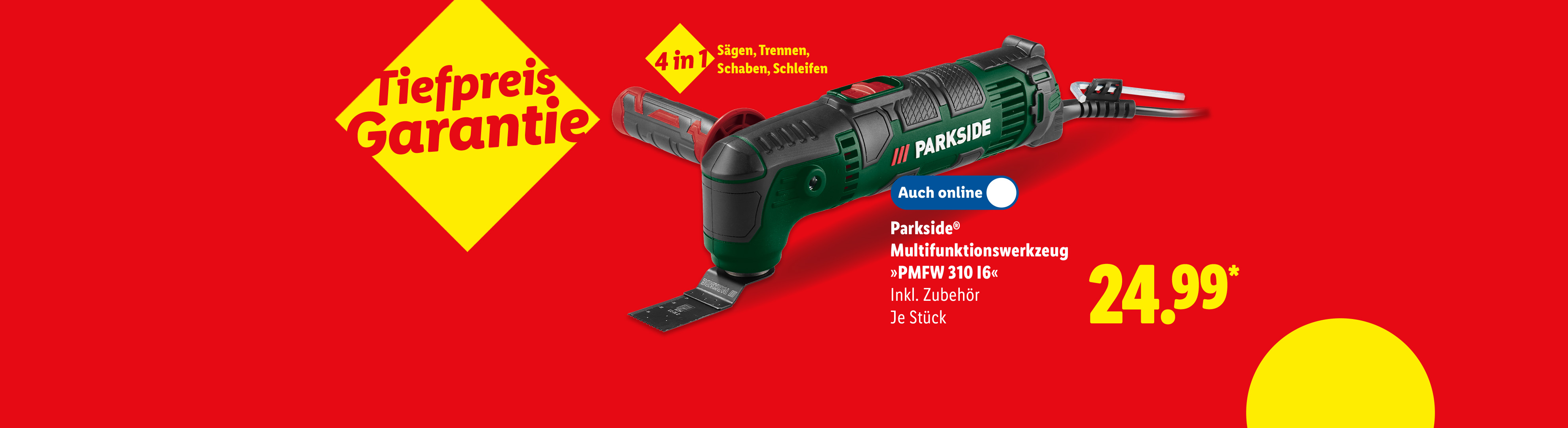 Parkside® Multifunktionswerkzeug »PMFW 310 16« inkl. Zubehör, je Stück auch online für 24.99€*