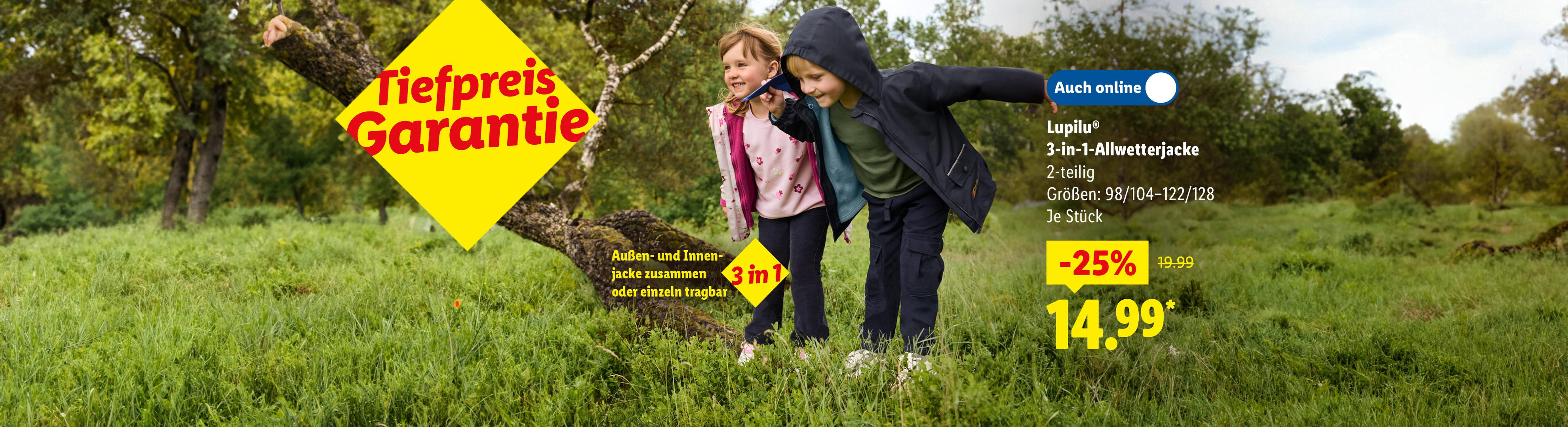 Lupilu® 3-in-1-Allwetterjacke, Größen: 98/104-122/128, je Stück -25% günstiger auch online für 14.99€*