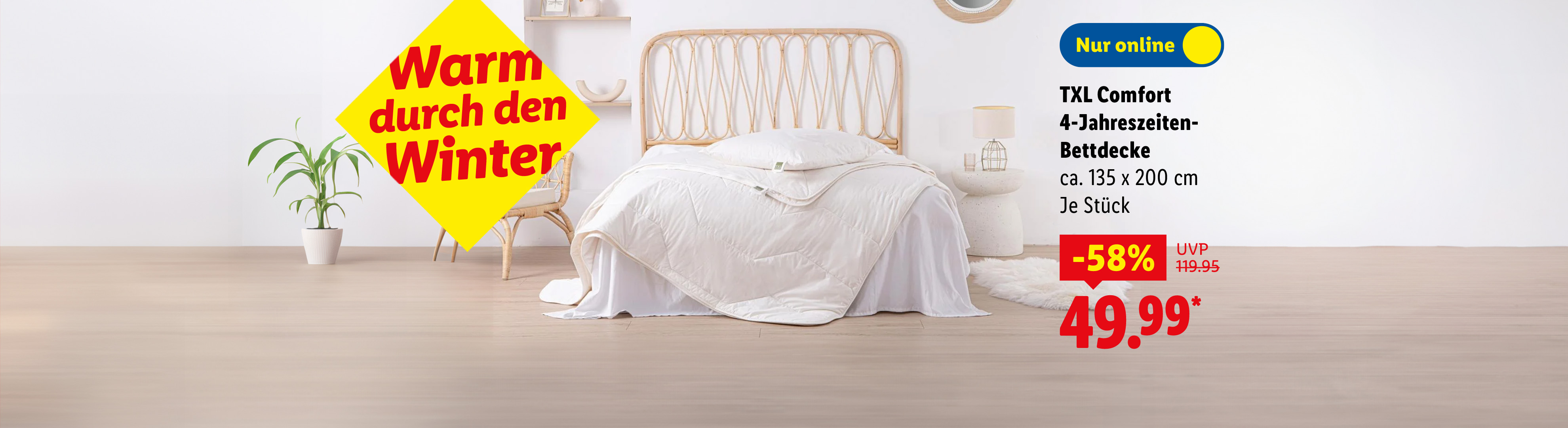 TXL Comfort 4-Jahreszeiten-Bettdecke ca. 135 x 200 cm je Stück -58% günstiger nur online für 49.99€*