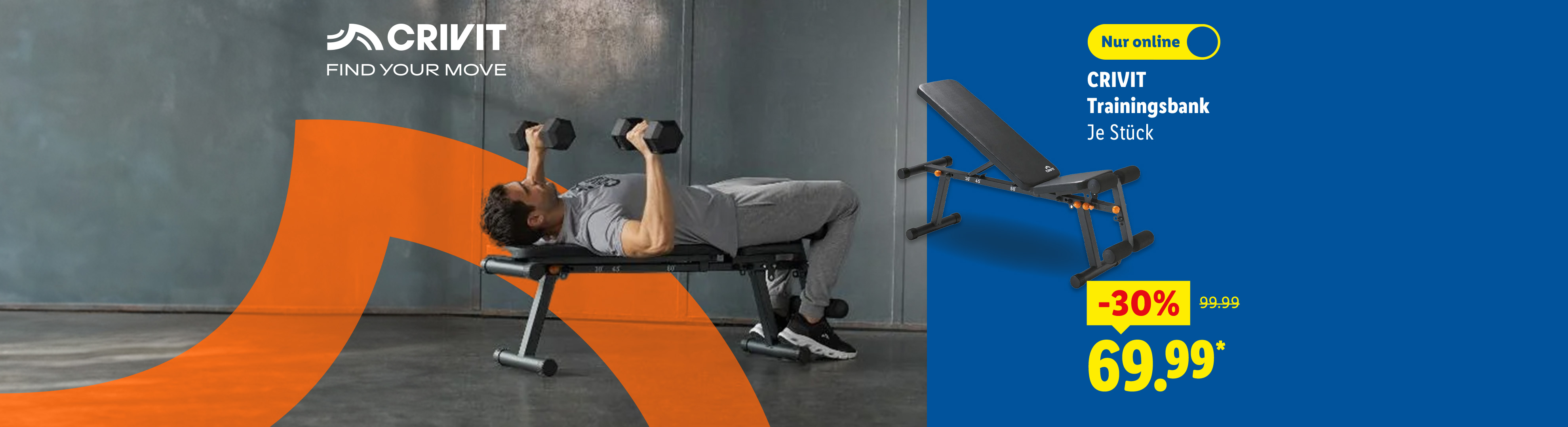 CRIVIT Trainingsbank, je Stück -30% günstiger nur online für 69.99€*