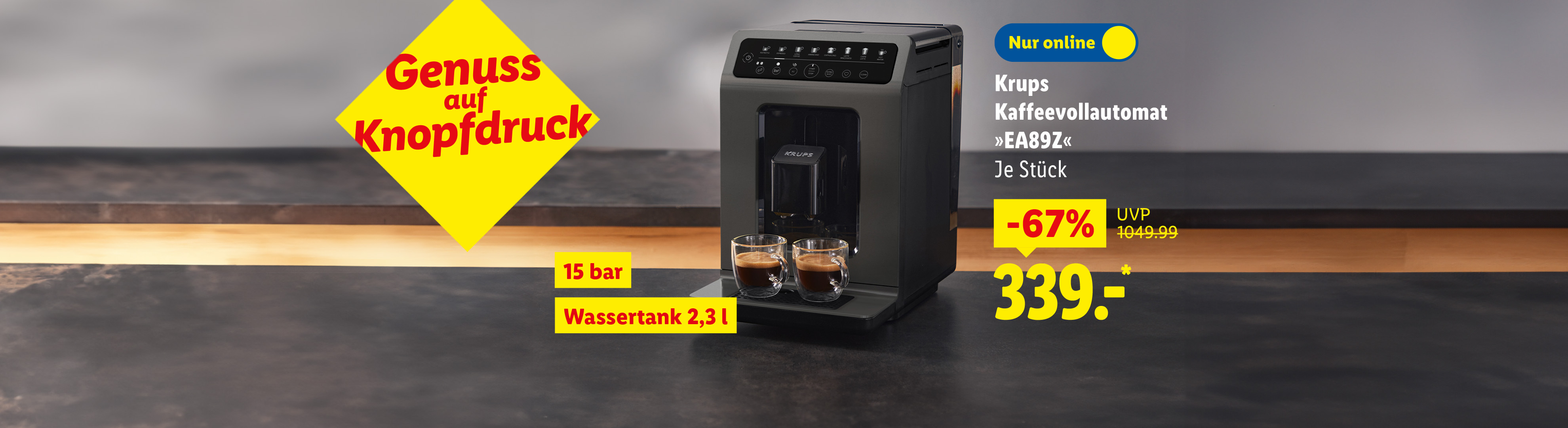 Krups Kaffeevollautomat »EA89Z«, 15 bar, Wassertank 2,3 l, je Stück -67% günstiger nur online für 339.00€*. 