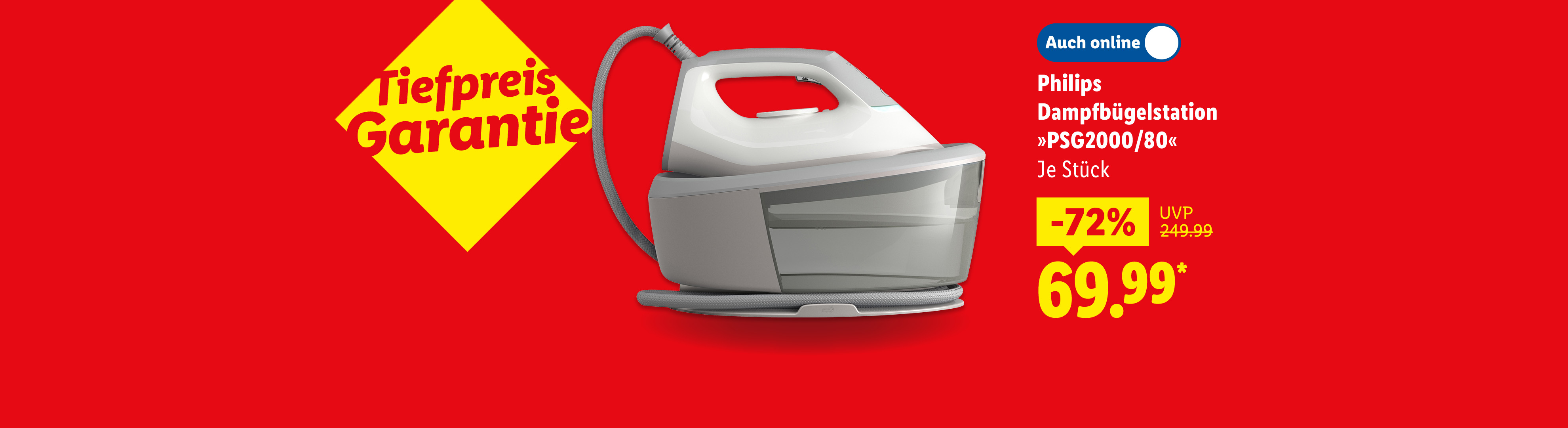 Philips Dampfbügelstation »PSG2000/80«, je Stück -72% günstiger auch online für 69.99€*.