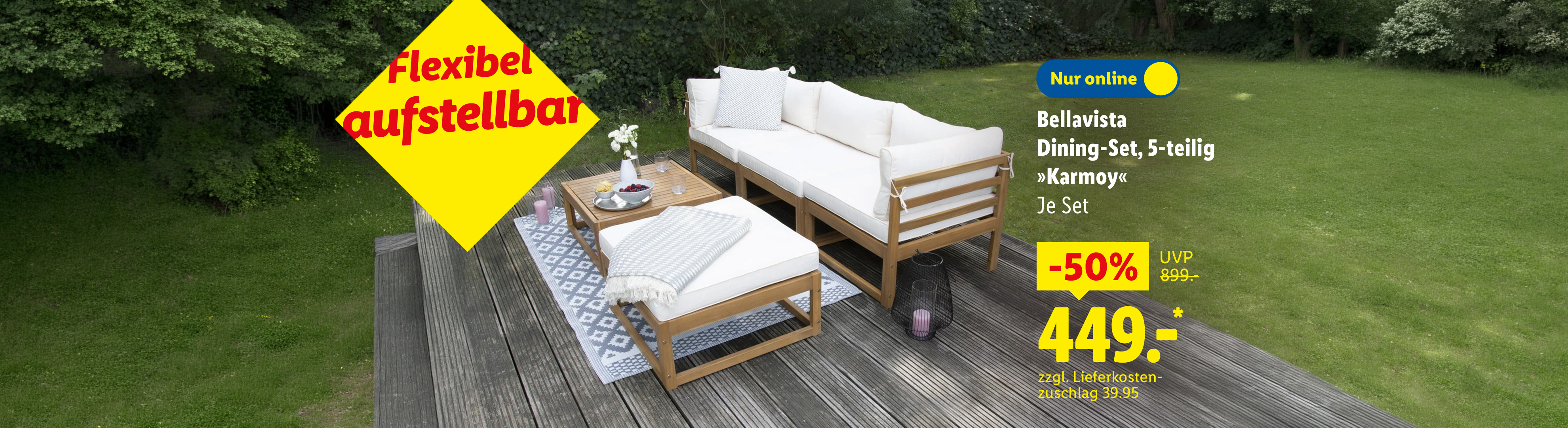 Flexibel aufstellbar: Bellavista Dining-Set, 5-teilig, »Karmoy«, je Set 50 % günstiger für 449.00€* zzgl. Lieferkostenzuschlag 39.95