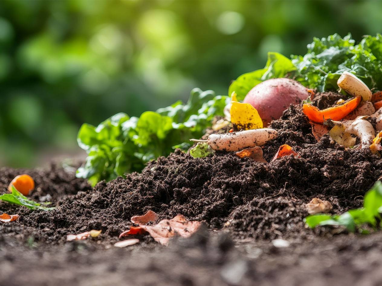 Kompost mit Gemüse und Obst.