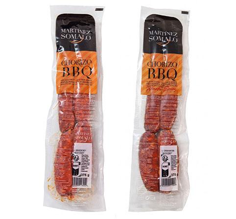 „Martínez Somalo Chorizo BBQ, 375g” und „Martínez Somalo Chorizo BBQ Picante Spicy, 375g”