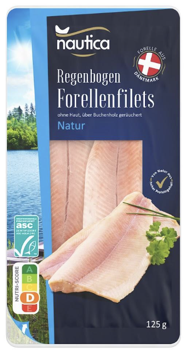 Nautica Regenbogen Forellenfilets Natur und Verpackung