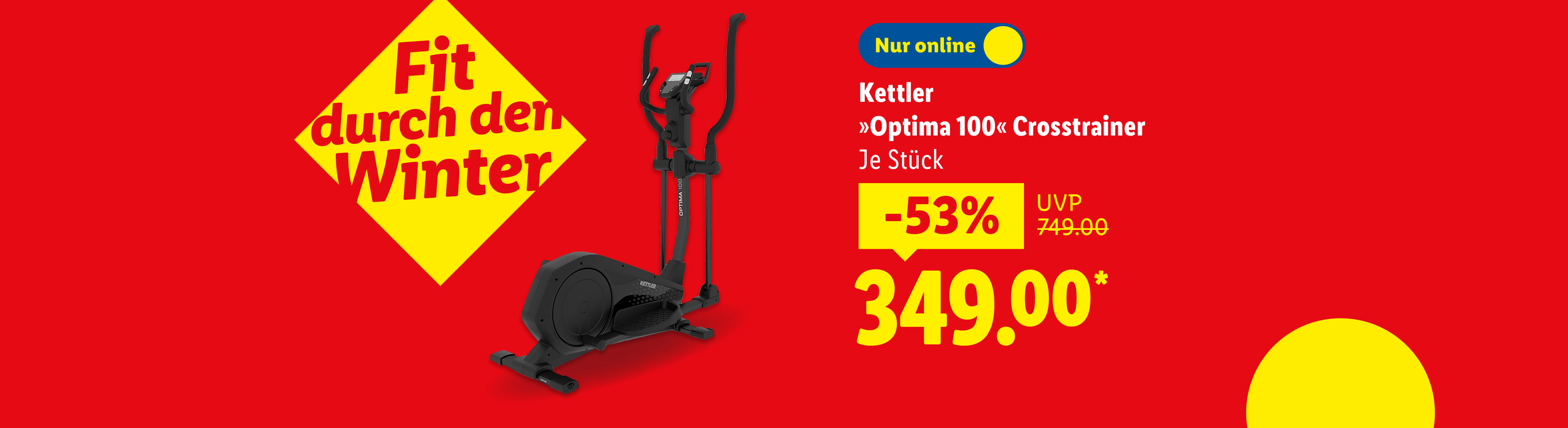 Kettler Optima 100 Crosstrainer, 53% reduziert auf 349,00€, nur online erhältlich.