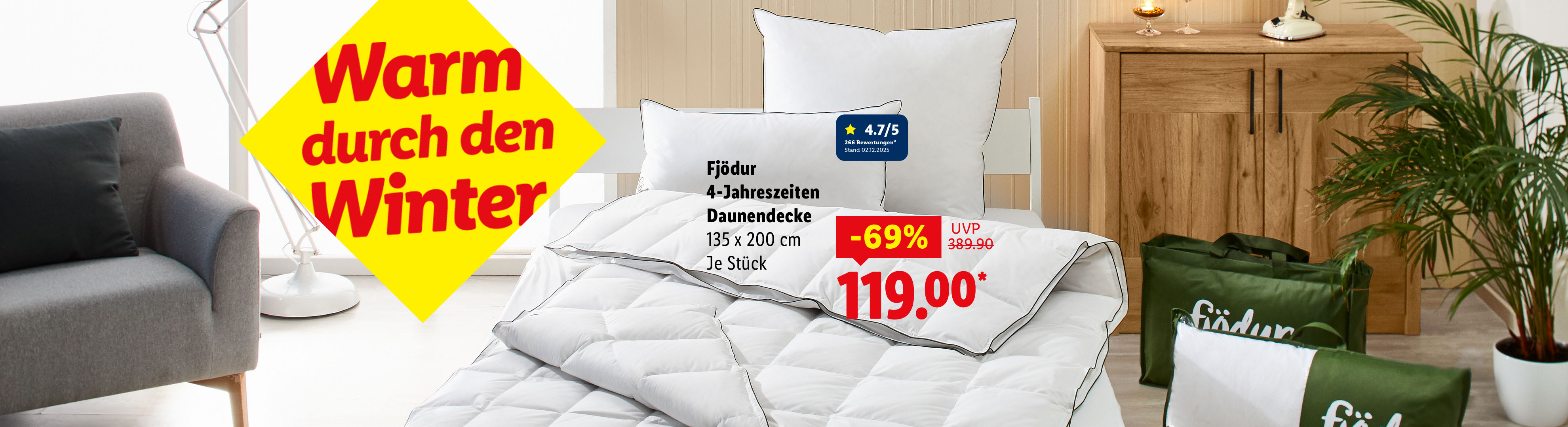 Fjödur 4-Jahreszeiten Daunendecke, 135 x 200 cm, je Stück -69 % günstiger nur online für 119.00€* Sofort kaufen.