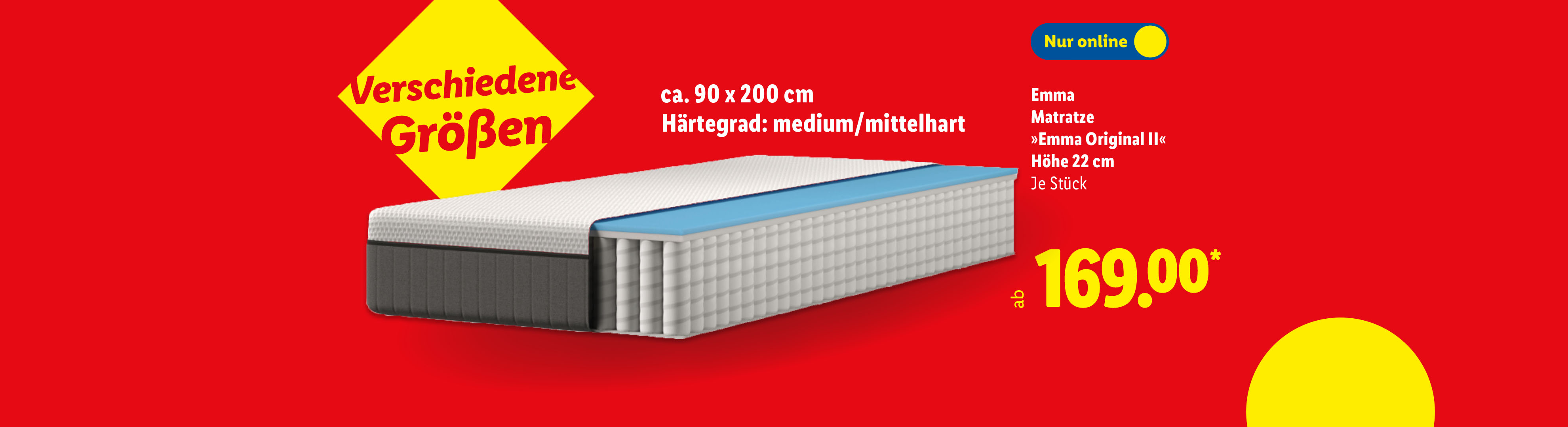 Emma Matratze Original II, ca. 90 x 200 cm, Härtegrad medium/mittelhart, ab 169.00€