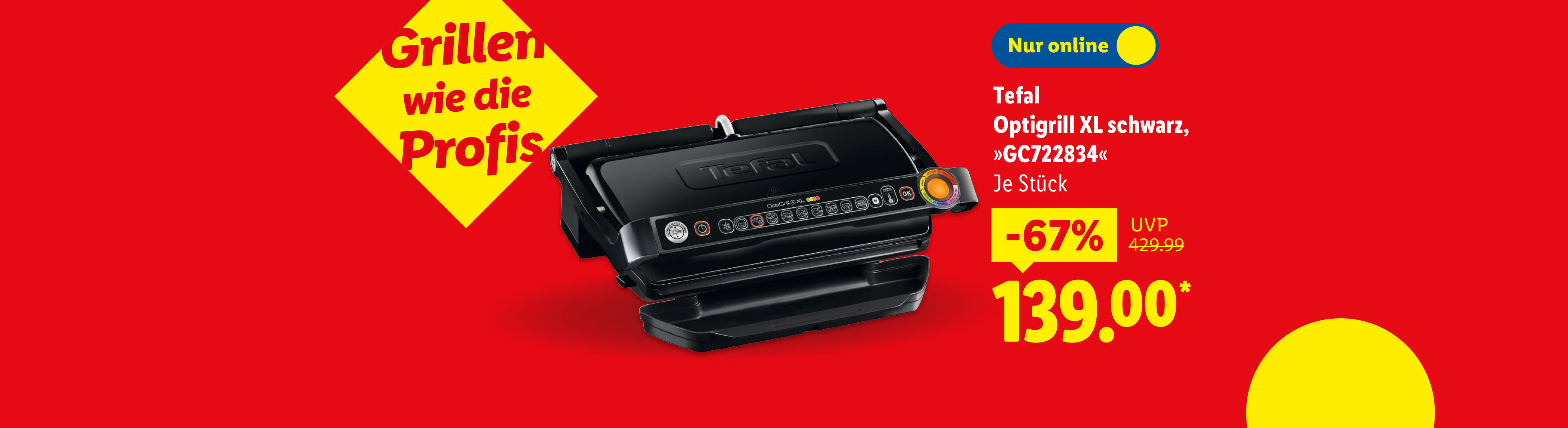 Tefal Optigrill XL schwarz mit 67% Rabatt für 139,00 €