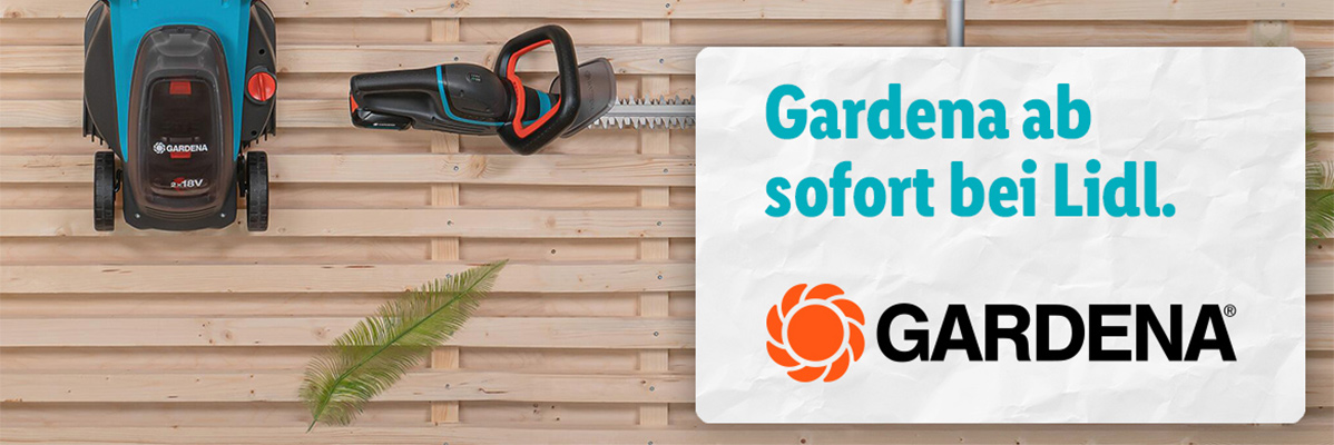 Gardena Rasenmäher und Heckenschere bei Lidl.