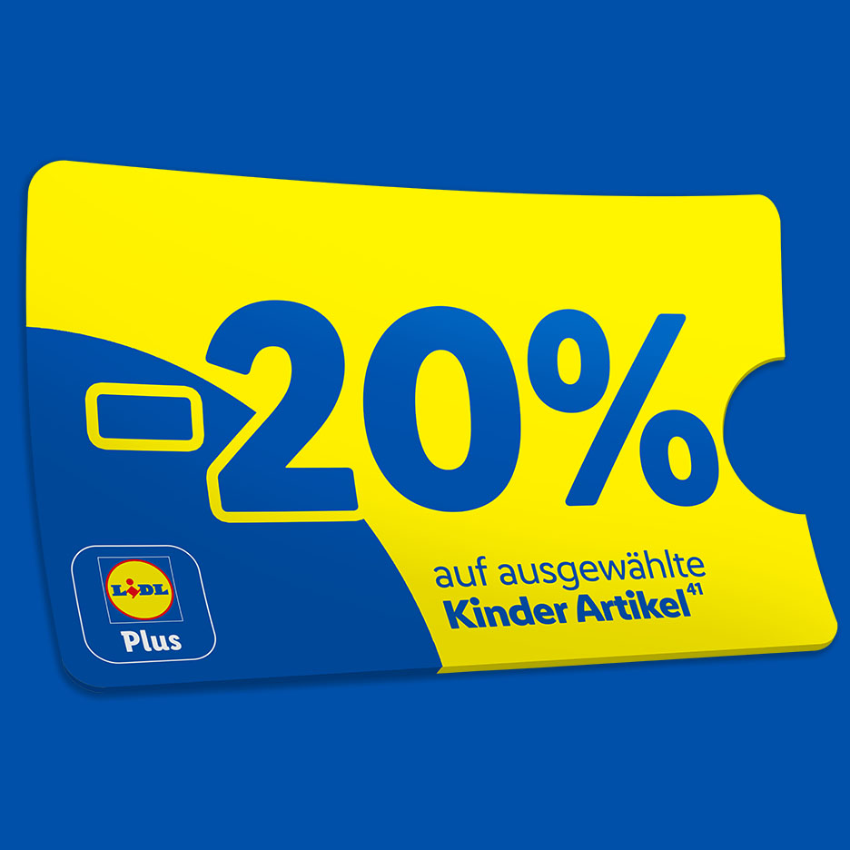 Spare -20% mit Lidl Plus auf ausgewählte Kinder Artikel (Hochzahl 41)