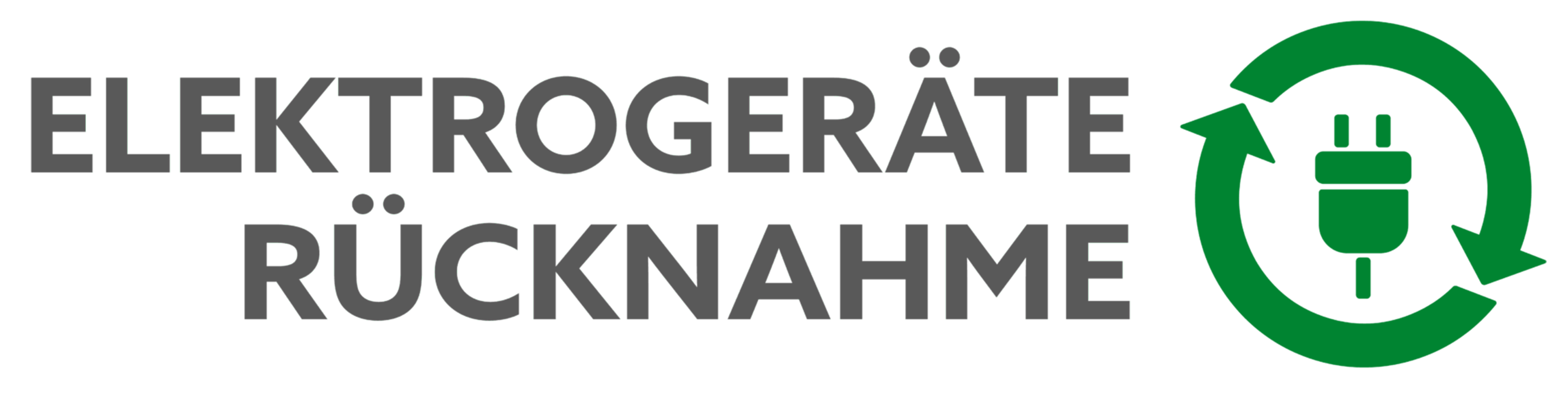 Logo für Elektrogeräte-Rücknahme mit Recycling-Symbol und Stecker.